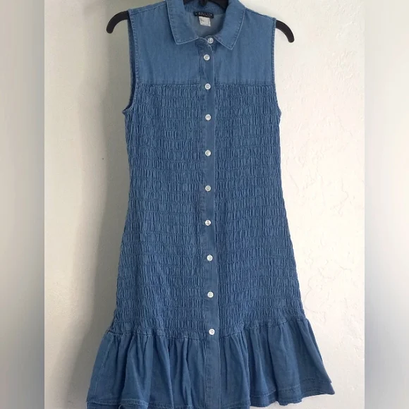 VENUS | Dresses | Venus Smocked Mini Denim Dress | Poshmark